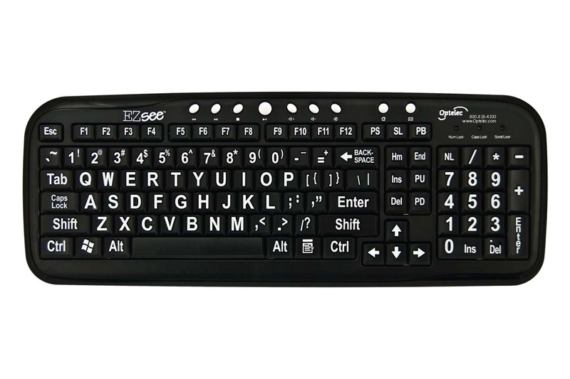 NO LONGER AVAILABLE - Optelec Large Print Keyboard, White on Black